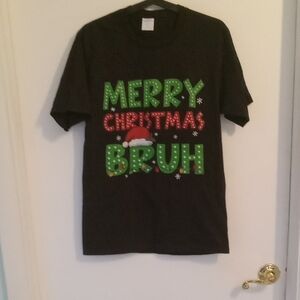 Men's Christmas T-Shirt "Merry Christmas Bruh" Festive Colors